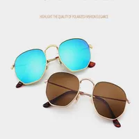 High quality Classic Vintage man woman Sunglasses UV real glass Hexagonal Lenses pilot sun glasses Metal frame with leather case 263j