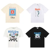 New Mens 디자이너 Rhude T 셔츠 인쇄 패션 맨 티셔츠 최고의 품질 Tshirts 캐주얼 짧은 슬리브 럭셔리 힙합 미국 S-XXL