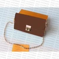 Billetera de croisette con cadena para billeteras de cadena de art￭culos de cuero peque￱os de mujeres vendidos con caja