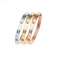 Fashion Zircon Bracelet en acier inoxydable en diamant complet Men Titanium Steel Ten Diamond Bracelet Vis