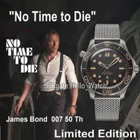 GDF Nuovo Diver 300M 007 James Bond 50 ° non è tempo di morire Black Dial Miyota 8215 Orologio da uomo automatico 210 90 42 20 01 001 cinghia a mesh W261S
