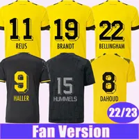 22 23 Tehlike Erkek Futbol Formaları Reus Haaland Brandt Kamara Ev Sarı Uzak 3. Guerreiro Özel Baskı Siyah Futbol Gömlek Kısa Kol Üniformaları