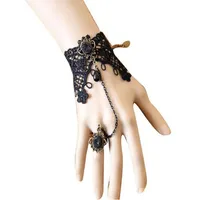 Pulseras de encanto brazalete vintage para mujeres vampiro dama chicas cadena de encaje de la pulsera anillo de dedo femme bransoletki pulseiras