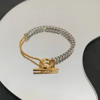 Botiega Chain Chain Contrast Color Bracelet Designer para Woman Gold Bated 18K J￳ias Reprodu￧￵es Oficiais de Estilo Classic Moda Never Fade Anniversary Gift 010