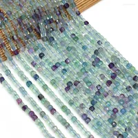 Beads Natural Stone Loose Faceted Square Shape Fluorite Bead For Jewelry Making Diy Necklace Bracelet Accessories 4mm