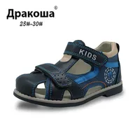 Sandals Apakowa New Kids summer shoes closed toe toddler boys sandals Arch Support Orthopedic sport pu leather Little boys sandals shoes Z0225