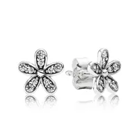 CZ Diamond Dazzling Daisies Stud Earring 925 Sterling Silver for Pandora Wedding Party Jewelry For Women Girlfriend Gift designer Flower Earrings with Original Box