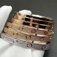 Letra amor pulseira pulseira parafuso Carti pulseira de fenda Titanium Steel Aço Belcher de prata 4CZ Mangue