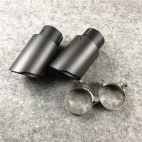 2 Pieces Matte Black Carbon Fiber Universal Akrapovic Exhaust Muffler Tips Auto Cover Styling304I