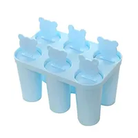 500 lb Ice Machine Popsicle Ice Cream Stick Mold Bear Cute Round Flat 6 Grid Ices Creams Mold Freezer Baking Moulds Household DIY Summer Supplies Homemade