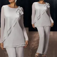 Silver Mother of the Bride Dresses Women Suits for Wedding Party Guest Women Pants327K