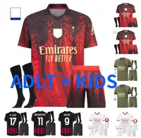 adult kits 22 23 AC MILANS soccer jerseys special-edition 4th R.LEAO TOMORI IBRAHIMOVIC GIROUD football shirt 2022 2023 TONALI Camiseta de futbol Men Kids kit Socks