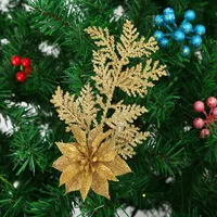 Decorative Flowers & Wreaths 5pcs Artificial Gold Silver Pine Plants Branches Wedding Home Party Decorations DIY Christmas Tree Handmade Cra