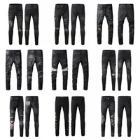 Mens Designer Distressed Jeans Ripped Biker Slim Fit Motorcycle Jeans For Man Skinny Denim Pants Size 28-40 #BB