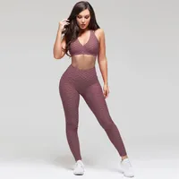 Fashion-2-St￼ck Frauen Yoga Set Tracksuit Sets Kumpel BH Long Pant Fitness Sportanzug f￼r Frauen Training Bauchkontrolle Kleidung239a
