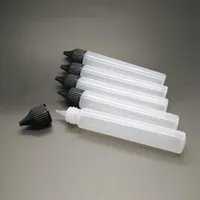 30ml boş şişeler ince kalem tarzı e-sıvı vape e meyve suyu yağı plastik pe şişe uzun ince uç damlalık şişe beyaz siyah kap224a
