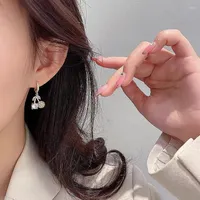 Dangle Earrings Korea Exquisite Luxury Rhinestone Cherry Pendant Female Autumn And Winter Niche Design Sense Ear Jewelry