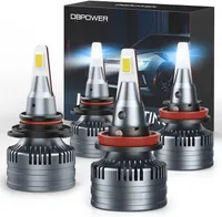 DBPower 9005/HB3 H11/H9/H8 LED -koplampbollen Combo, 140W 22000 lumen, 500% helderdere LED -koplampen Conversiekits 6500K Cool White, Pack of 4