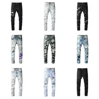 Designer Mens Jeans Hip-Hop Fashion Zipper Hole Wash Jean Pants Retro riven Fold Stitching Top Quality Brand Hip Hop Denim Pants