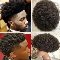 Afro Saç Tam Dantel Toupee Avrupa Bakire İnsan Saç Afro Curl Men Wig Afro Kinky Kıvırcık Toupe Siyah Erkekler için 170y