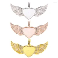 Charms Heart 33 27mm Cabochon Pendant Base Angel Wing For DIY Jewelry Making Alloy Matching Necklace Jewellry Findings