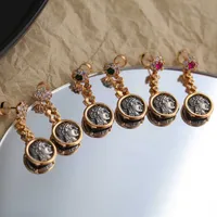 Charm Bracelets Hot Selling Famosa marca antigua Grecia Athena Pendientes de monedas de plata 925 Silver Chapado 18K Joyería de moda europea y americana L230227