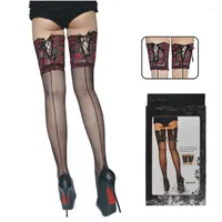 Women Socks 2023 Stockings Widened 15cm Lace Back Vertical Line High Rise Silicone Anti Slip Fall Long Tube Sexy Legs Thin Mesh