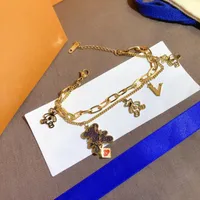 Ny Luxury Little Bear Link -kedjor Armband Fashion Designer Jewelry 18K Gold Plated -Stainless Steel Par Wedding Armband Presenttillbehör Parti
