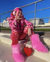 أحذية Votoda Fluffy Fur Women Furry Snow Boot Warm Soft Plush Inside Fashion Woman Faux Y2K Winter Fuzzyshoes