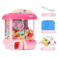Portable Game Players DIY Doll Machine Kids Coin Operated Play Mini Claw Catch Toy Crane Machines Music Children Xmas Birthday Gifts W0224