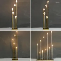 Party-Dekoration 10-Kopf-Golden Metall Candelabra Kerzenhalter Hochzeitstisch Mittelstücke Home Tall Electronic Candlestick