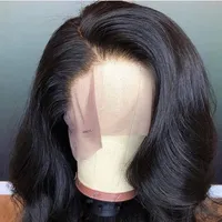 Brasil Body Wave Lace Front Human Hair Wigs for Women Natural Black Bleached prepleded con cabello de bebé Remy Blanqueado nudos3214