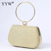 Evening Bags Evening Bags For Women Trend Big Handle Handbags Gold Red Sequin Clutches And Purse Chian Sling Bag Over Shoulder Clutch 230227