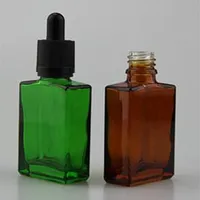 30 ml E vloeibare glazen druppelaar fles platte vierkant e sap fles rechthoek Essenti￫le olie met zuivere glazen druppelaar voor elektronische sigaar2936
