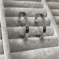 Dames luxe designer studs 3 kleuren titanium staal modepaar eenvoudig oorbellen logo bedrukt