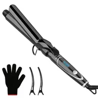 Curling Iron 1 1/4-inch Dual Voltage Instant Heat with Ceramic Coating, LED Display, 6 Temp Settings, Glove Included