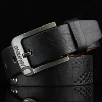 Belts New Genuine Leather Men's Belt Luxury High Quality Classic Buckle Business Cowboy Vintage Waistband Alloy Belts Z0223