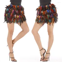 Gonne donne indie folk club feste femminile 5 colori mini primavera lussuosa piuma alta alla vita streetwear