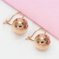 Orecchini per borchie 585 Purple Gold Fashion Classic Geometric Round Bead for Women 14K Rose Placted Exageted Ear Hook Gioielli