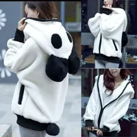 Men&#039;s Hoodies Women Cute Bear Ear Panda Winter Warm Hoodie Coat Hooded Outerwear Female Sweatshirt Casual Top