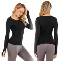 Lu Yoga Dise￱ador de camisetas Sports Top de mujer ajustada de manga larga Traje de yoga de secado r￡pido Traje de camiseta de entrenamiento de entrenamiento