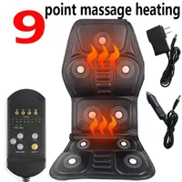 Massage Gun Electric Neck Massager Back Chair Cushion 9 Motor Vibrator Home Car Office Lumbar midja smärtlindring Säte Pad Relax Mat188D