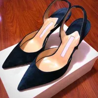 heels Women sandal designer sandals shoes Manolos carolyne black suede satin slingback pumps summber hotsale womens dress wedding party gift