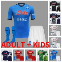 Vuxna satser 2021 2022 Napoli Soccer Jerseys Maradona Maglietta Da Calciatore Insigne 21 22 SSC Neapel Maglia Men Kids Kit Socks Ful230U