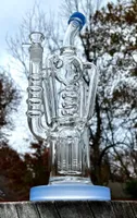 12,5 tum Freezable Bong Hookahs Recycler Dab Rigs Big Glass Water Pipes Tobaksrör med 14 mm banger