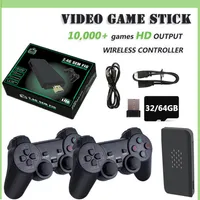 Game Controllers Joysticks Video Game Stick 4K 10000 Games Console 64G Double Wireless Controller Game Stick M8 Plus Retro games For PS1 GBA MD Xmas Gifts 230228