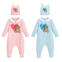 New Baby Boy Girl Rompers Long Sleeved Plaid Infant Jumpsuit Hat 2Pcs Outfit Kids Newborn Baby Clothes Jumpsuit329S