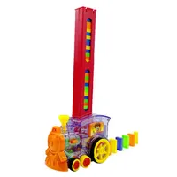 Girl Boy Kids Domino Set Abs Geschenk legen farbenfrohe elektronische Bildungsklang Light Rally Blocks Spielzeugzug Modell Ziegel T200413277c