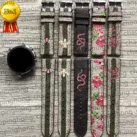 20mm 22mm PU Leather Band Strap for Samsung Galaxy Watch 4 5 Pro Active 2 40mm 44mm 3 Gear Luxury Colorful Flower Bee Snake Smart Straps Wrist Replacement Watchband