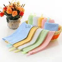 25*25cm Square Wipe Faces Towel Solid Color Children Towel Bamboo Fiber Wiping Hands Towels With Hook Absorbent Face Wash Rag TH0642